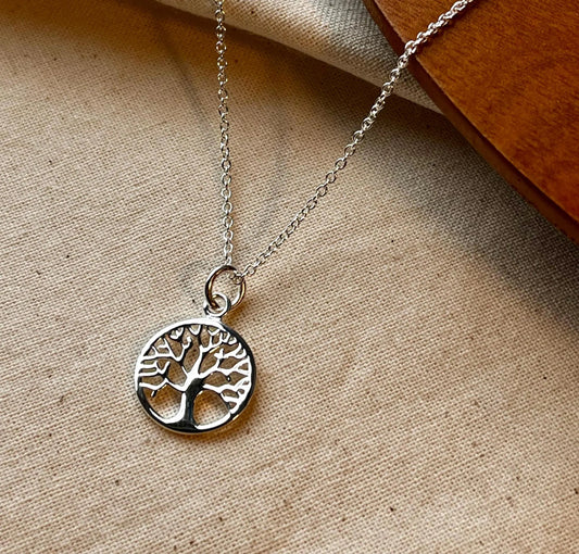 Tree of Life Pendant on Silver-Plated Chain Necklace