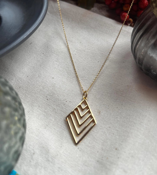 14K Gold Plated Sterling Silver Marquise Pendant Necklace