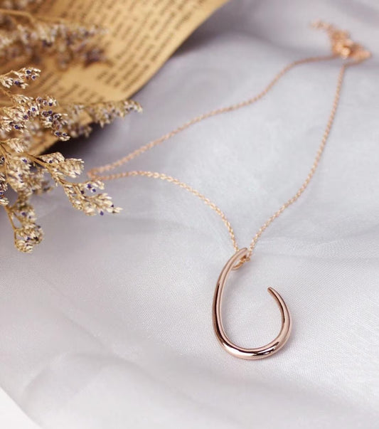 Teardrop Silver Pendant Necklace with Rose Gold Plating